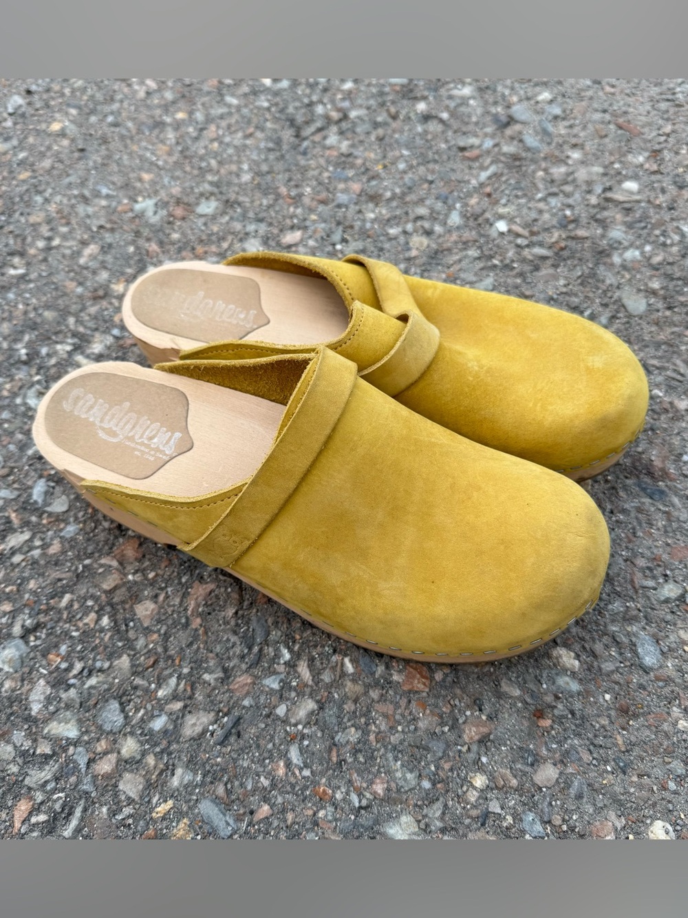 Sandgrens Swedish Clogs Womens US 10 EU 41 Suede Leather Wood Mule Handmade Boho